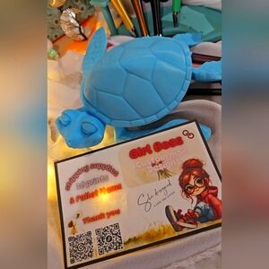 3d printed Matte blue sea turtle